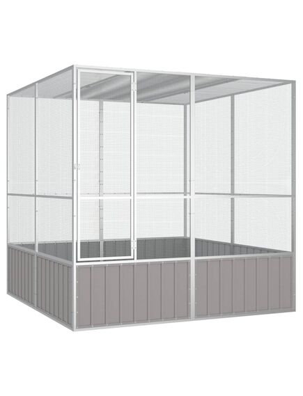 Colivie pentru păsări gri 213,5x217,5x211,5 cm oțel galvanizat