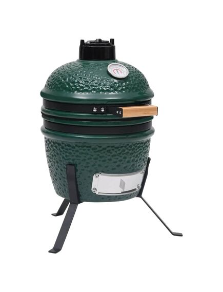 Grătar cu afumătoare 2-în-1 kamado, verde, 56 cm, ceramică