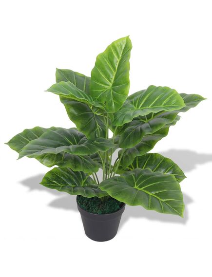 Plantă artificială taro cu ghiveci, 45 cm, verde