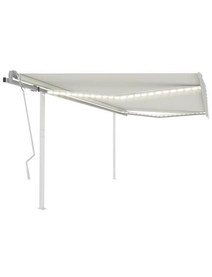 Copertină retractabilă manual, cu led, crem, 4x3 m