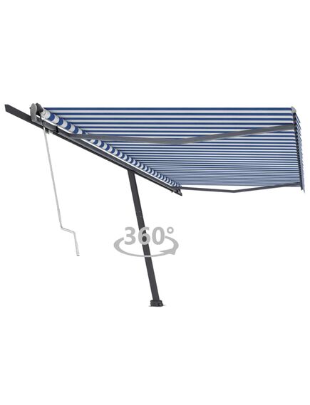 Copertină autonomă retractabilă automat albastru&alb 500x300 cm