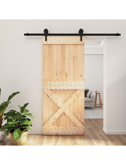 Ușă glisantă cu set feronerie, 90x210 cm, lemn masiv de pin