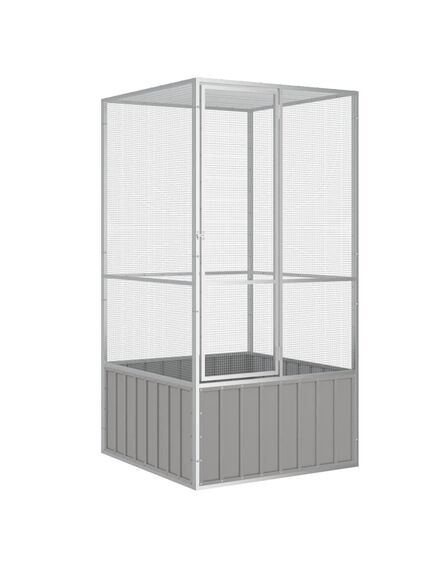 Colivie pentru păsări gri 111x107x211,5 cm oțel galvanizat