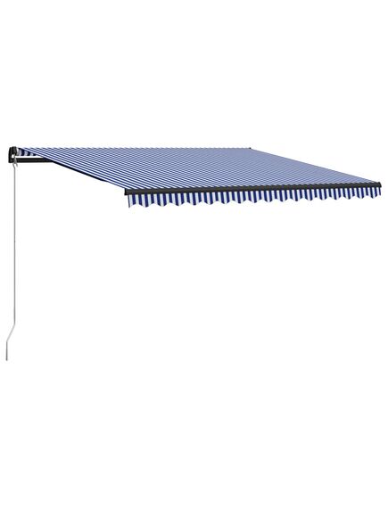 Copertină retractabilă manual, albastru și alb, 450x300 cm