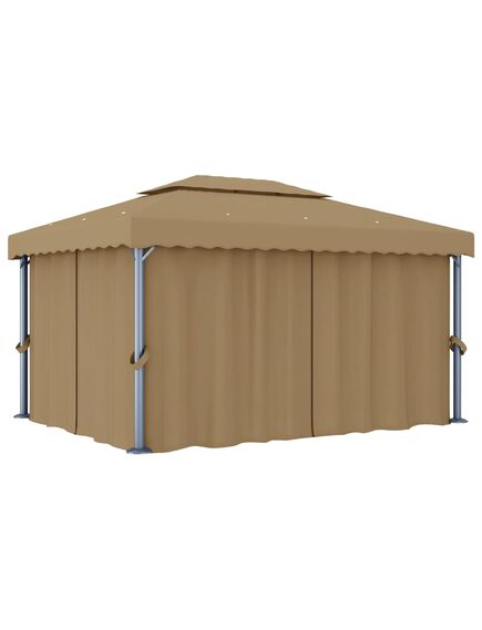 Pavilion cu perdea, gri taupe, 4x3 m, aluminiu