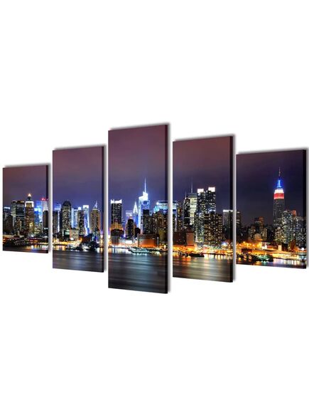 Set de tablouri pânză, colorat, imprimeu new york skyline, 100x50 cm