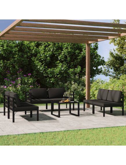 Set mobilier de grădină cu perne, 7 piese, antracit, aluminiu