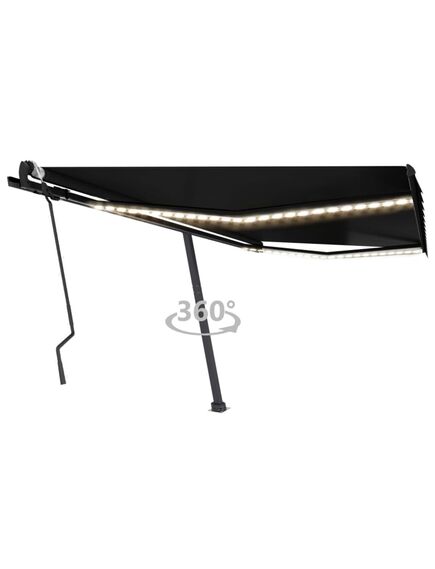 Copertină retractabilă manual cu led, antracit, 400x300 cm